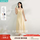 茵曼（INMAN）章若楠同款歐若風(fēng)法式吊帶連衣裙2025夏季新品女裝淡鵝黃色裙子 淺黃色 (方領(lǐng)) S