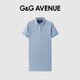 G&G AVENUE 1992法國G&G AVENUE輕奢潮牌休閑老花滿(mǎn)印字母POLO連衣裙夏季女款裙子 藍色/Blue M 120-140斤