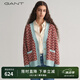 GANT甘特秋冬新款女士毛衣外套寬松V領(lǐng)休閑撞色學(xué)院風(fēng)毛針織開衫 467-褐色 S