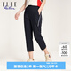 ELLE ACTIVE梭織透氣八分褲女裝夏季拉鏈口袋褲腳開叉顯瘦干爽運動休閑褲女 藏青色 L