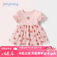 JELLYBABY兒童夏裝連衣裙3歲寶寶夏季公主裙夏嬰兒小女孩童裝5草莓裙子女童 粉紅1 100