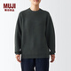 無印良品 MUJI Labo 男女通用 羊毛中針距圓領(lǐng)毛衣BFA04A2A 長(zhǎng)袖針織衫 炭灰色 XXS-XS