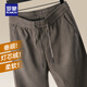 羅蒙（ROMON）【燈芯絨】休閑褲男中青年2025秋季抽繩腰時尚百搭加厚直筒長褲男 7K035610H卡其【加厚款】 L (175)  【建議125-140斤】