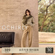 歐時力OCHIRLY 純棉直筒牛仔長褲女闊腿寬松顯瘦休閑流行春夏新品 卡其 L