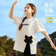 ASK JUNIOR女童短袖T恤夏裝兒童珍珠開叉蝴蝶結(jié)休閑純棉T恤 白色 170 