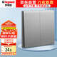 羅格朗（LEGRAND）開關(guān)插座面板 簡悅系列深砂銀色 86型墻壁插座 二開雙控開關(guān)