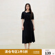 獨束大碼女裝氣質(zhì)收腰顯瘦黑色抽褶連衣裙赫本風2025夏裝新款長裙 靜謐黑（梨型） XL （尺碼：3）