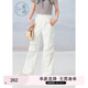 紫涵（ZIHAN）紫涵微喇直筒工裝褲女夏季工裝風通勤百搭高腰休閑褲長褲 白色 M