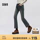 森馬（Semir）牛仔褲女做舊潮流街頭2025春季辣妹毛邊喇叭褲復古風109125124001