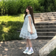 女孩絕美小裙子女童絕美公主裙夏季2025新款兒童巨好看的大童洋氣 清新藍(lán) 160