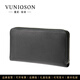 曼尼瓊詩(shī)（VUNIQSON）品牌錢(qián)包男長(cháng)款真皮手抓包大容量手拿包拉鏈商務(wù)軟皮手包柔軟潮 黑色