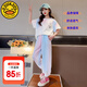 G.DUCKKIDS童裝女童夏裝套裝兒童衣服女大童夏季25新款短袖防蚊褲運(yùn)動(dòng)裝女孩 套裝 140 尺碼9~10歲【130-140cm】