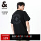 杰克·瓊斯（JACK&JONES） 新款重磅棉寬松復(fù)古哥特字母發(fā)泡印情侶短袖T恤男裝225101028