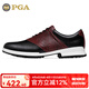 PGA 高爾夫球鞋 男士真皮鞋子 鱷魚紋皮+防水超纖鞋子 防滑鞋釘 PGA 301005-黑棕色 42