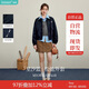 茵曼休閑翻領(lǐng)拉鏈夾克外套2025秋女裝新款百搭短款上衣 深藍色 S