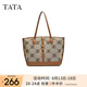 他她（TATA）復(fù)古老花托特包女包包大容量手提包單肩包新X3299CX4 啡/棕 F