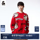 杰克·瓊斯（JACK&JONES）秋冬新年款男士毛衣龍年個(gè)性織花圖案上衣寬松圓領(lǐng)針織衫男裝 F16紅色 S 170