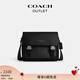 蔻馳（COACH）【七夕情人節(jié)禮物】奧萊男士經(jīng)典標(biāo)志老花 RACER信使包斜挎 QB/炭黑色/黑色