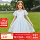 ASK JUNIOR女童連衣裙夏薄款兒童裙子時(shí)尚網(wǎng)紗公主裙 藍(lán)色 150