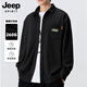 JEEP SPIRIT吉普長袖襯衫男士秋季重磅燈芯絨翻領(lǐng)休閑寬松襯衣男裝 黑色 L