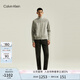 Calvin KleinJeans秋冬男女情侶ck萊賽爾微彈刺繡立領(lǐng)拉鏈針織開(kāi)衫J326589 P01-珍珠灰 S