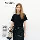 MO&Co.短袖T恤2025春新品棉質(zhì)手工釘鉆露背捏褶圓領(lǐng)白色MBE1TEET04 黑色 S 160