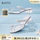 百思圖夏商場新款時(shí)尚透明水晶跟粗跟女外穿夾趾拖鞋BP569BT4 銀色 37