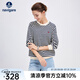 Navigare意大利小帆船女士衛(wèi)衣25春季新品圓領(lǐng)條紋女裝寬松顯瘦純棉上衣女 藍(lán)白條紋 M