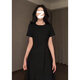 GARNUO紅色短袖連衣裙子女夏季法式氣質(zhì)訂婚禮服新娘敬酒服收腰顯瘦長裙 黑色【短袖長款】 M 【101-110斤】