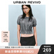 UR2025春季新款女裝蝴蝶結(jié)肌理感系帶短袖針織衫UYY950033 冷灰 S