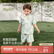 babylove寶寶短袖套裝夏季竹棉山茶紗布薄款透氣外出兒童清新家居服夏裝