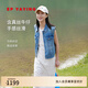 EP雅瑩女裝 復(fù)古短款含真絲襯衫領(lǐng)牛仔馬甲夏季商場(chǎng)同款J001B 藍(lán)色 XL