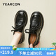 意爾康厚底小皮鞋女英倫風(fēng)系帶單鞋平底樂福鞋 26201W 黑色 37