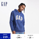 Gap男女裝碳素軟磨抓絨字母logo連帽衛(wèi)衣上衣609116 藍(lán)色 165/88A(S) 亞洲尺碼