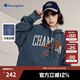 Champion冠軍春秋新款美式情侶漸變印花字母LOGO連帽套頭衛(wèi)衣街頭時(shí)尚 藍(lán)色 L