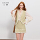 三彩2025秋季新款休閑套裝無(wú)袖馬甲上衣半身裙花邊兩件套M 卡其色 S 155/80A