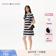 TOMMY HILFIGER【條紋顯瘦POLO裙】25夏季女裝珠地網眼氣質通勤連衣裙04323 黑白條紋DW5 S