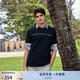 TOMMY HILFIGER【輕柔感】夏季男裝純棉休閑通勤標(biāo)語印花純色短袖上衣T恤J4189 黑色BEI L （推薦：150-165斤）