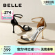 百麗（Belle）花樣年華一字帶涼鞋女商場3AB33BY4 黑色【單依純同款】 37 (235mm)