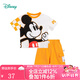 迪士尼寶寶（Disney Baby）童裝兒童套裝活力夏日米奇男童卡通短袖套裝純棉 橙白 6歲/身高130cm
