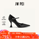 JW PEI「Jennie同款」JW PEI漆皮瑪麗珍高跟鞋Thalina一字帶小貓跟4PS87 黑色 36