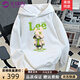 Lee Srtroi潮牌印花連帽衛(wèi)衣春秋寬松套頭長(zhǎng)袖t恤男女同款情侶裝冬季外套 花灰色 XL （建議130-145斤）