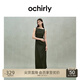 歐時(shí)力OCHIRLY 亞麻收褶小黑裙無袖連衣裙禮服女2025年夏季新款 軍綠 M