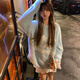 VEOX毛衣女針織衫女2025新款軟糯提花字母套頭秋冬寬松百搭小眾上衣 奶fufu藍(lán) M 95-105