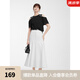 ELLE黑色撞色貝殼繡露肩短袖女2025夏新款設(shè)計(jì)感優(yōu)雅寬松別致T恤 黑色 L