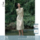 玖姿·安娜蔻清新森系浪漫飄逸印花雪紡連衣裙女裝2024夏款 花淺綠 L