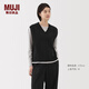 無印良品（MUJI）女式 針織 V領(lǐng) 背心 馬甲 針織衫 25年春季  BA1Q2A5S 黑色 L （165/88A）