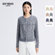 深呼吸DEEP BREATH女裝圓領(lǐng)直身花式紗小香風(fēng)針織開(kāi)衫女A401123 藍 S (2)