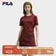FILA 斐樂官方女裝針織連衣裙2025夏季新款時(shí)尚休閑簡(jiǎn)約修身T恤裙子 赤土紅棕-BN L 170/88A/L