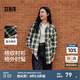 森馬（Semir）長(zhǎng)袖襯衫女中長(zhǎng)款慵懶寬松落肩休閑秋季chic復(fù)古格紋襯衣潮流 綠黑色調(diào)00449 M